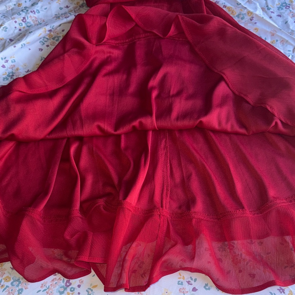 Red SHIFT Ruffle Fit-and-Flare Dress - Picture 8 of 8